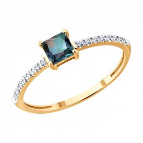 Золотое кольцо Diamant 51-210-02961-1 с бриллиантом и александритом 51-210-02961-1 фото