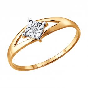 Золотое кольцо Diamant 51-210-03179-1 с бриллиантом 51-210-03179-1 фото