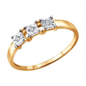 Золотое кольцо Diamant 51-210-03184-1 с бриллиантом 51-210-03184-1 фото