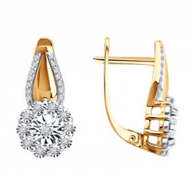Золотые серьги Diamant 51-220-00416-1 с бриллиантом 51-220-00416-1 фото