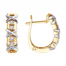 Золотые серьги Diamant 51-220-00478-1 с бриллиантом 51-220-00478-1 фото