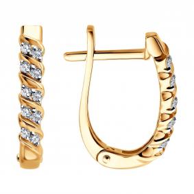Золотые серьги Diamant 51-220-00481-1 с бриллиантом 51-220-00481-1 фото