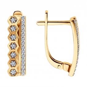 Золотые серьги SOKOLOV 51-220-00490-1 с бриллиантом 51-220-00490-1 фото