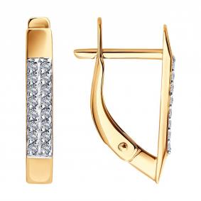 Золотые серьги Diamant 51-220-01071-1 с бриллиантом 51-220-01071-1 фото