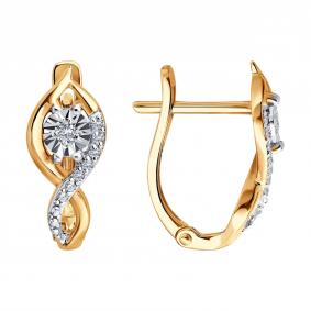 Золотые серьги Diamant 51-220-01247-1 с бриллиантом 51-220-01247-1 фото