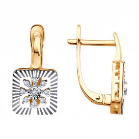 Золотые серьги Diamant 51-220-01281-1 с бриллиантом 51-220-01281-1 фото