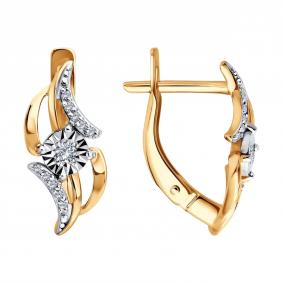 Серьги из комбинированного золота Diamant 51-220-01284-1 с бриллиантом 51-220-01284-1 фото