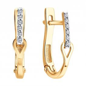 Золотые серьги SOKOLOV 51-220-01386-1 с бриллиантом 51-220-01386-1 фото