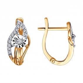 Золотые серьги Diamant 51-220-01542-1 с бриллиантом 51-220-01542-1 фото