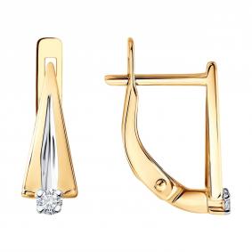 Золотые серьги Diamant 51-220-01769-1 с бриллиантом 51-220-01769-1 фото