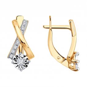 Золотые серьги Diamant 51-220-01837-1 с бриллиантом 51-220-01837-1 фото
