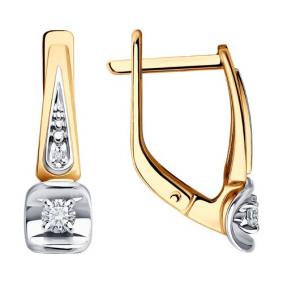 Золотые серьги Diamant 51-220-01902-1 с бриллиантом 51-220-01902-1 фото