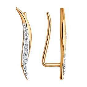 Золотые серьги Diamant 51-220-01934-1 с бриллиантом 51-220-01934-1 фото