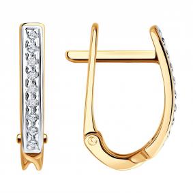 Золотые серьги Diamant 51-220-02034-1 с бриллиантом 51-220-02034-1 фото