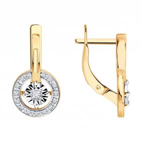 Золотые серьги Diamant 51-220-02216-1 с бриллиантом 51-220-02216-1 фото