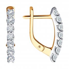 Золотые серьги Diamant 51-220-02523-1 с рубином и бриллиантом выращенным 51-220-02523-1 фото