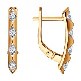 Золотые серьги Diamant 51-220-02528-1 с рубином и бриллиантом выращенным 51-220-02528-1 фото