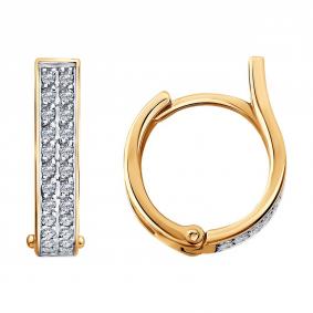Золотые серьги Diamant 51-220-02670-1 с бриллиантом 51-220-02670-1 фото