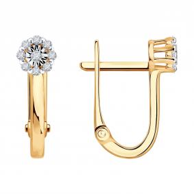Серьги из комбинированного золота Diamant 51-220-02696-1 с бриллиантом 51-220-02696-1 фото