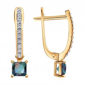 Золотые серьги SOKOLOV 51-220-02961-1 с бриллиантом и александритом 51-220-02961-1 фото