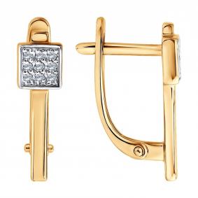 Серьги из комбинированного золота Diamant 51-220-03006-1 с бриллиантом 51-220-03006-1 фото