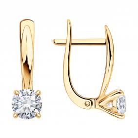 Золотые серьги Diamant 51-220-03031-1 с бриллиантом выращенным 51-220-03031-1 фото