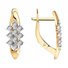 Золотые серьги Diamant 51-220-03122-1 с бриллиантом 51-220-03122-1 фото