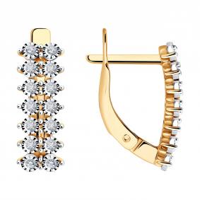 Серьги из комбинированного золота Diamant 51-220-03123-1 с бриллиантом 51-220-03123-1 фото