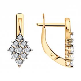 Золотые серьги Diamant 51-220-03139-1 с бриллиантом 51-220-03139-1 фото