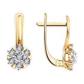 Серьги из комбинированного золота Diamant 51-220-03146-1 с бриллиантом 51-220-03146-1 фото