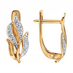 Золотые серьги Diamant 51-220-03167-1 с бриллиантом 51-220-03167-1 фото