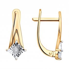 Серьги из комбинированного золота Diamant 51-220-03179-1 с бриллиантом 51-220-03179-1 фото