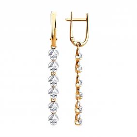 Золотые серьги Diamant 51-221-00582-1 с бриллиантом 51-221-00582-1 фото