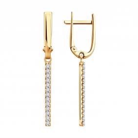 Золотые серьги Diamant 51-221-01226-1 с бриллиантом 51-221-01226-1 фото