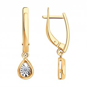 Золотые серьги Diamant 51-221-02955-1 с бриллиантом 51-221-02955-1 фото