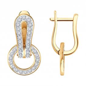 Золотые серьги-трансформеры Diamant с бриллиантом 51-221-02969-1 51-221-02969-1 фото