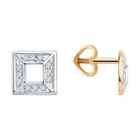 Золотые серьги Diamant 51-222-00421-1 с бриллиантом 51-222-00421-1 фото