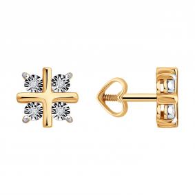 Золотые серьги Diamant 51-222-00462-1 с бриллиантом 51-222-00462-1 фото