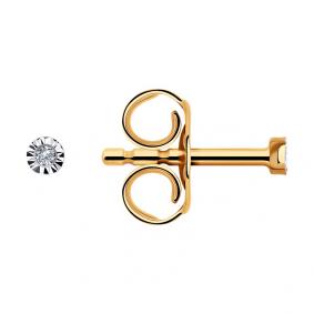 Золотые серьги Diamant 51-222-01248-1 с бриллиантом 51-222-01248-1 фото