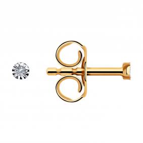 Золотые серьги Diamant 51-222-01248-2 с бриллиантом 51-222-01248-2 фото