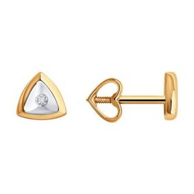 Золотые серьги Diamant 51-222-01925-1 с бриллиантом 51-222-01925-1 фото