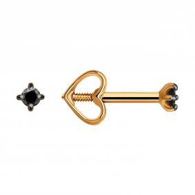 Золотые серьги Diamant 51-222-01926-2 с чёрным бриллиантом 51-222-01926-2 фото