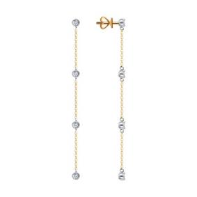 Золотые серьги Diamant 51-222-02542-1 с рубином и бриллиантом выращенным 51-222-02542-1 фото