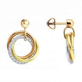 Золотые серьги Diamant 51-222-02972-1 с бриллиантом 51-222-02972-1 фото