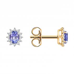 Золотые серьги Diamant 51-222-03017-1 с бриллиантом и танзанитом 51-222-03017-1 фото