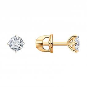 Золотые серьги Diamant 51-222-03019-1 с бриллиантом выращенным 51-222-03019-1 фото