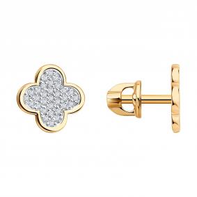 Золотые серьги Diamant 51-222-03105-1 с бриллиантом 51-222-03105-1 фото