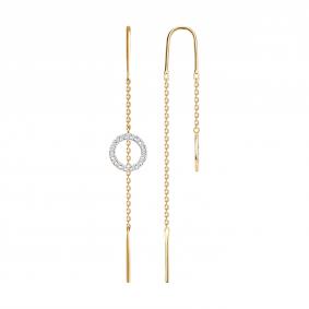 Золотые серьги Diamant 51-223-00451-1 с бриллиантом 51-223-00451-1 фото