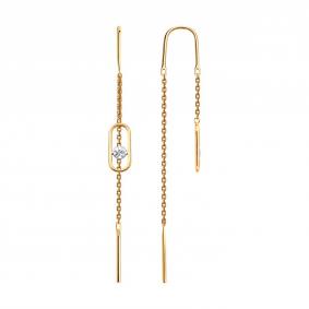 Золотые серьги Diamant 51-223-00484-1 с бриллиантом 51-223-00484-1 фото