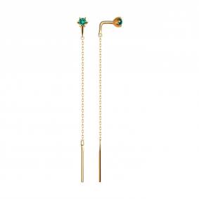 Золотые серьги Diamant 51-223-01715-5 с изумрудом 51-223-01715-5 фото